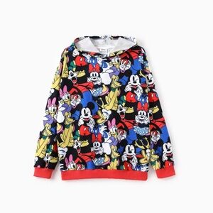 Disney Men Mickey and Friends Graffiti Print Colorblock Long-sleeve Hoodies